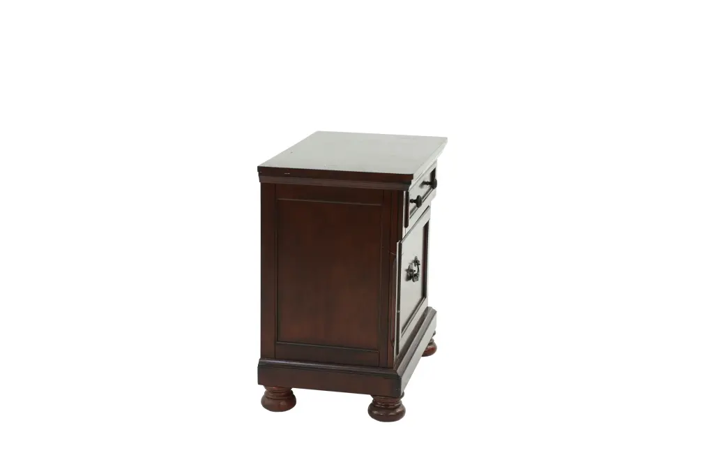 Antique Cherry Nightstand Dark Brown Timber Finish poundex