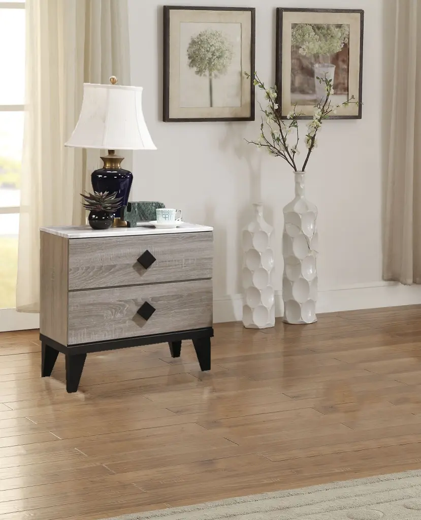 Nightstand Cream Oak Rustic Accents Light Brown Wood poundex