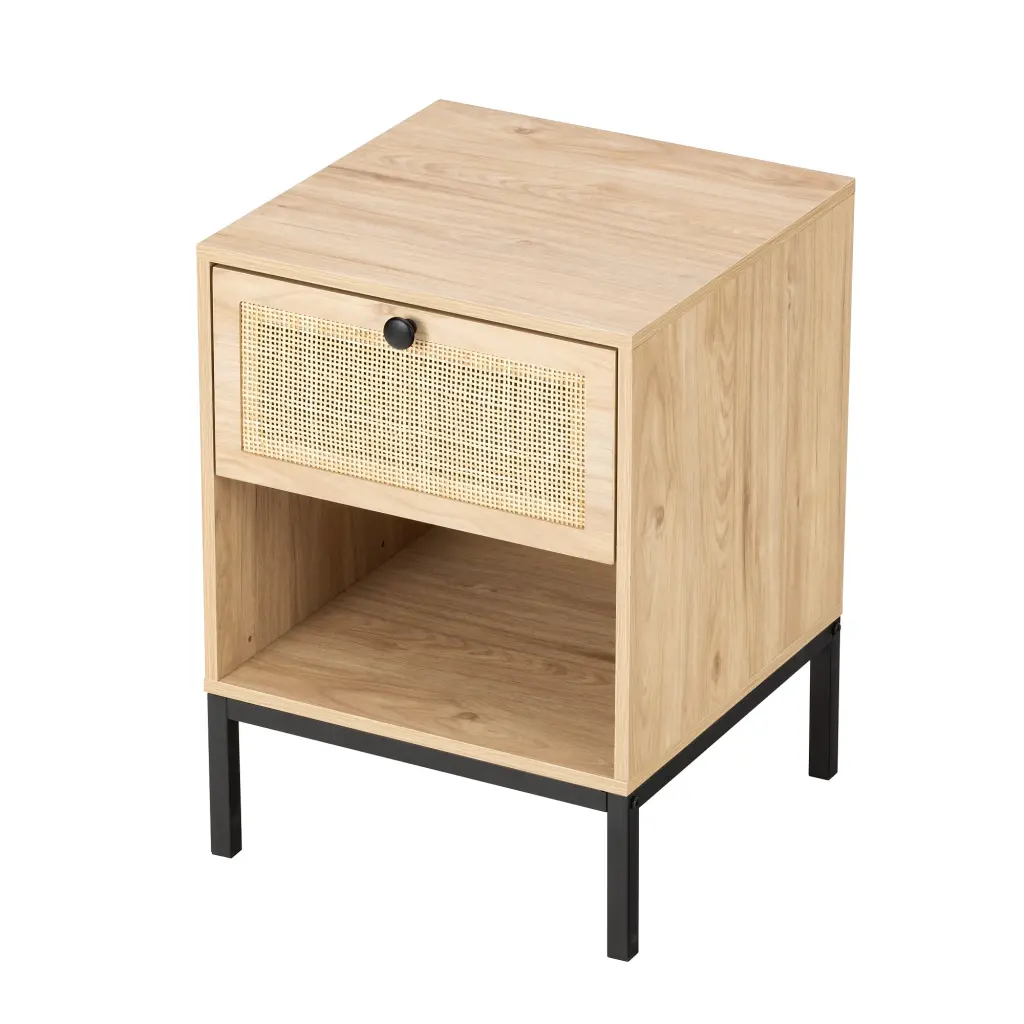Byron C Rattan Twinset Bedside Stand Nightstand Drawers qhome