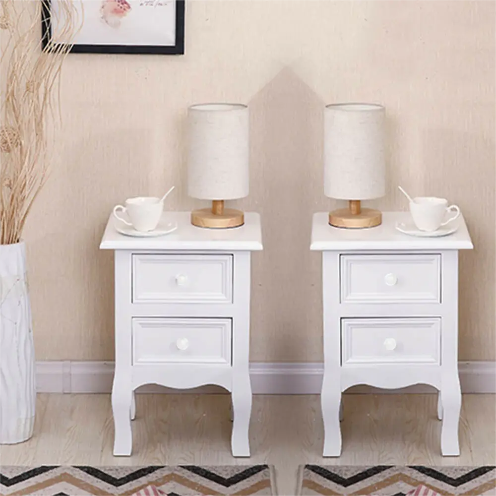 2 Pcs Nightstand Drawer Organizer Storage Cabinet Bedside Table Bedroom ronghao