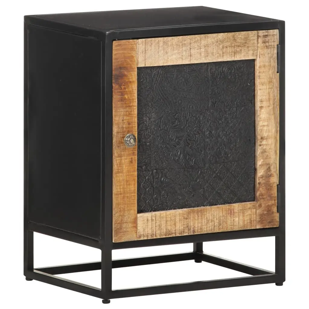 Rough Mango Wood Bedside Cabinet 15.7x11.8x19.7 Inches