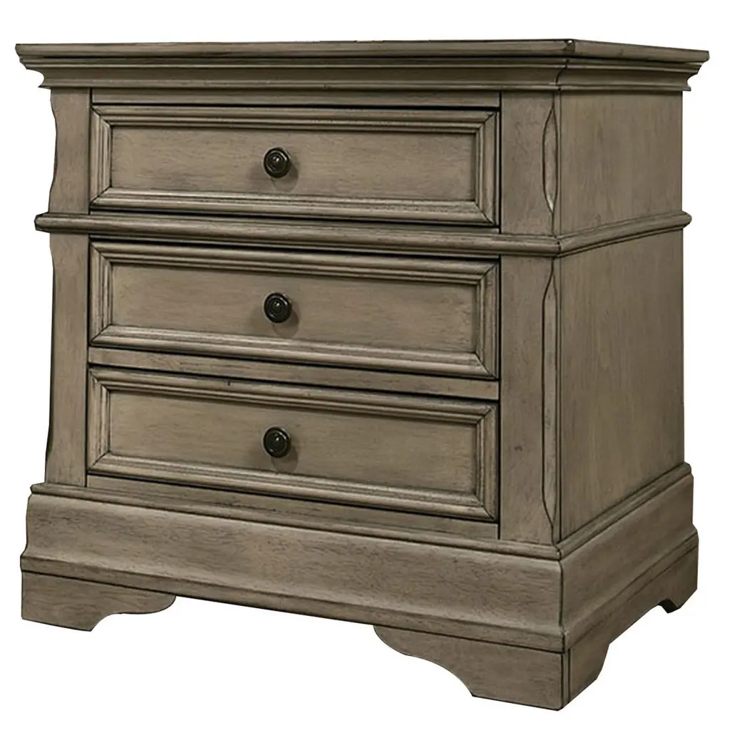 Muzan 26 Inch Modern Nightstand 3 Gliding Drawers and Knob Handles royal hampton