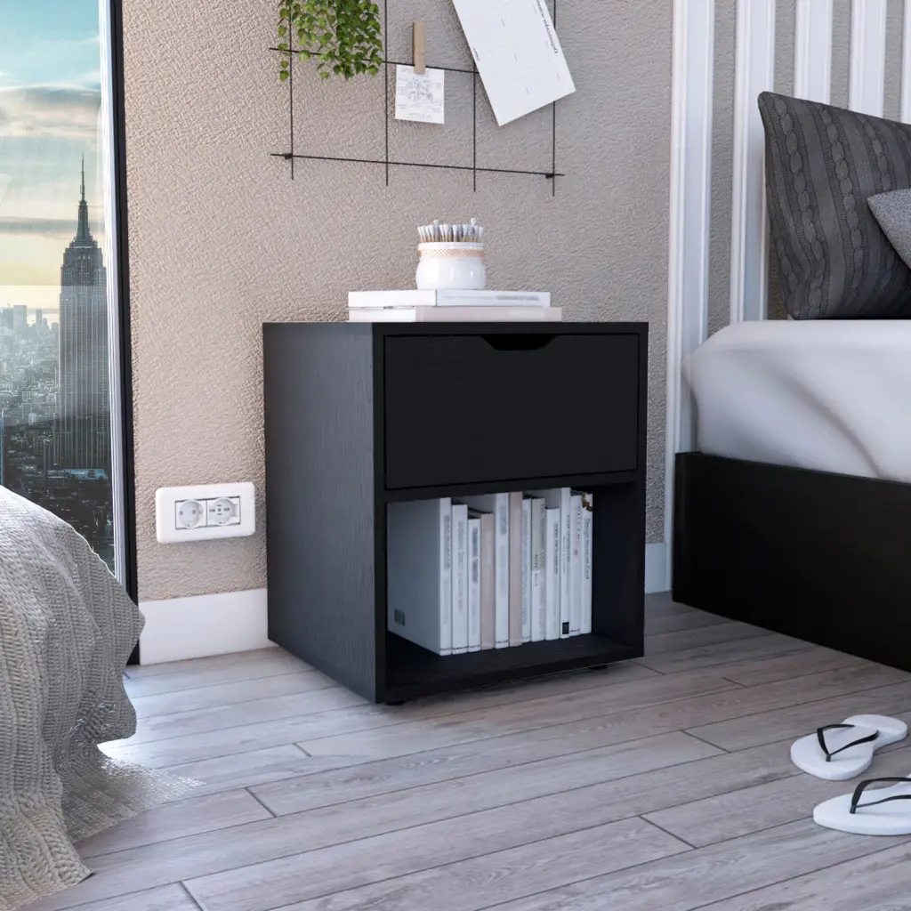 Aberdeen 19.7 Inch High Nightstand End Table Open Shelf Black rta mubles colombia