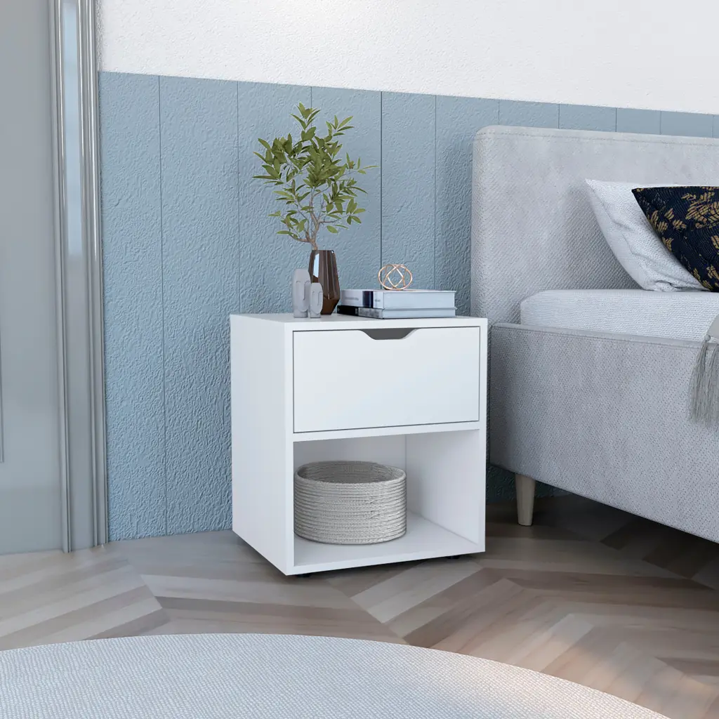 Depot E Shop Adak 19.7" H Nightstand End Table Open Shelf White rta mubles colombia