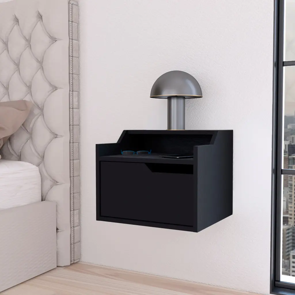 Florence Floating Nightstand Drawer and Dual Shelf Display rta mubles colombia
