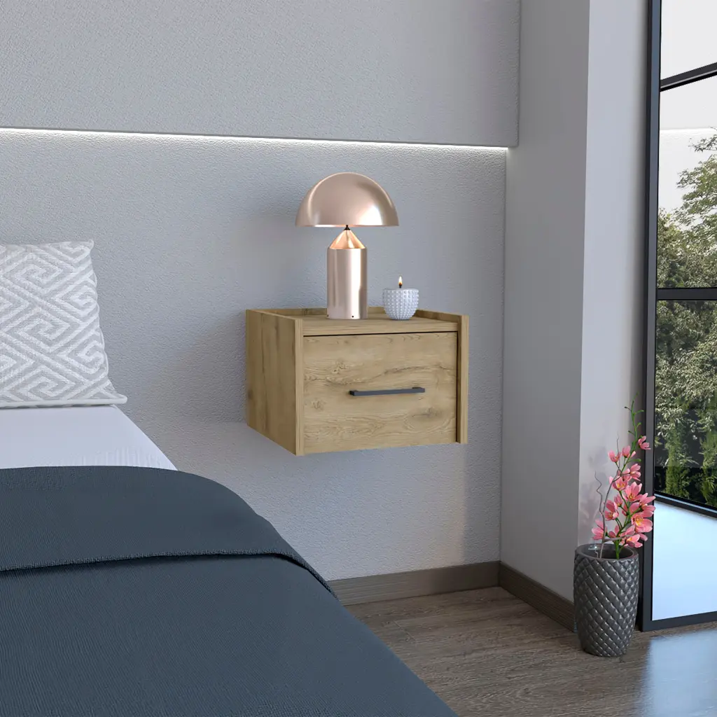 Macadamia Modern Floating Nightstand Space Saving Bedside Table rta mubles colombia