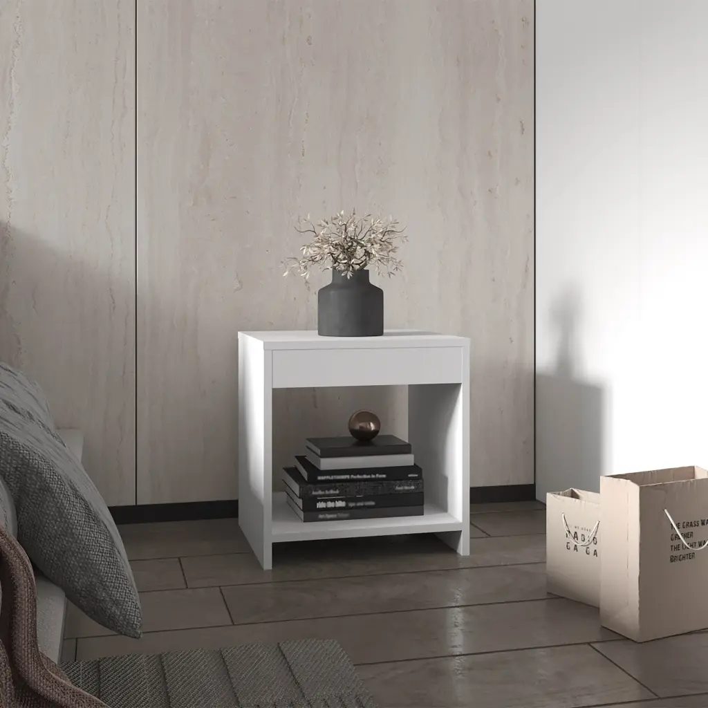 Chroma 16.5 Inch Minimalistic Nightstand Open Shelf White rta muebles colombia