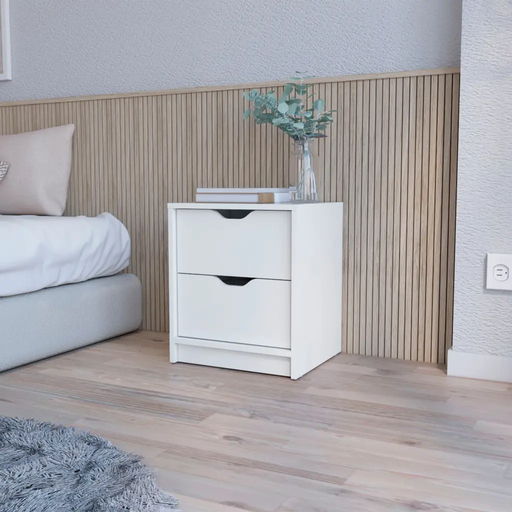 Dillon 2 Drawers Nightstand Bedside Table Storage White rta muebles colombia