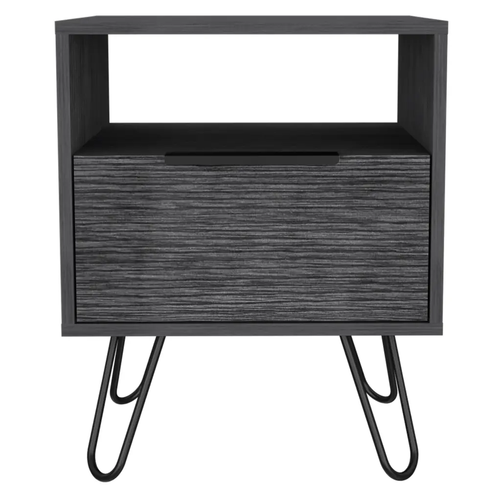Vienna Nightstand Shelves Hairpin Legs Beige MDF Engineered Wood rta muebles colombia