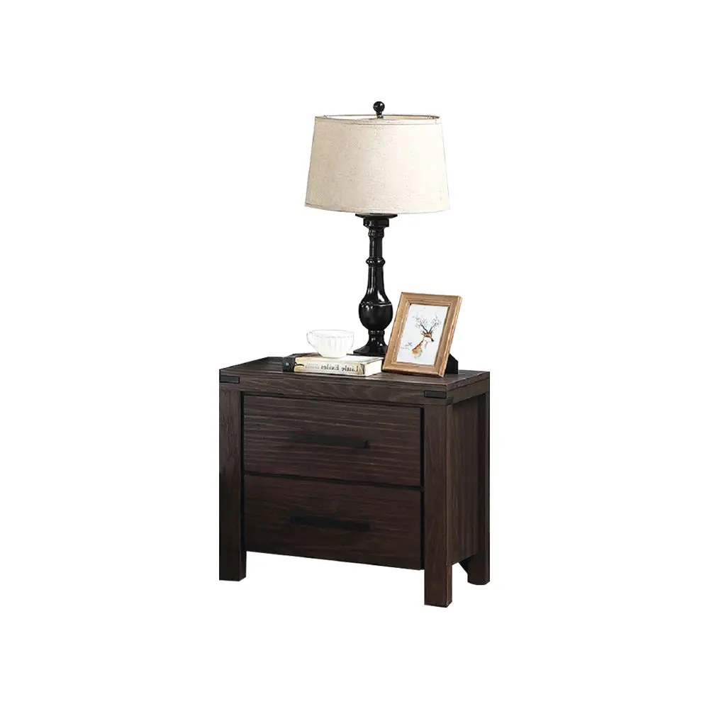 2 Drawers Nightstand Dark Grey Bedroom Side Table Rectangular Design simple relax
