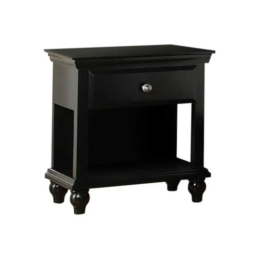 Lyndon Nightstand One Drawer And Shelf Black Finish simple relax