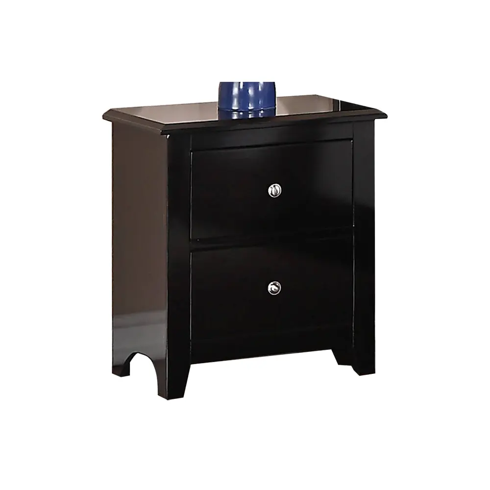Nightstand 2 Drawers Black Rectangular Bedside Table simple relax