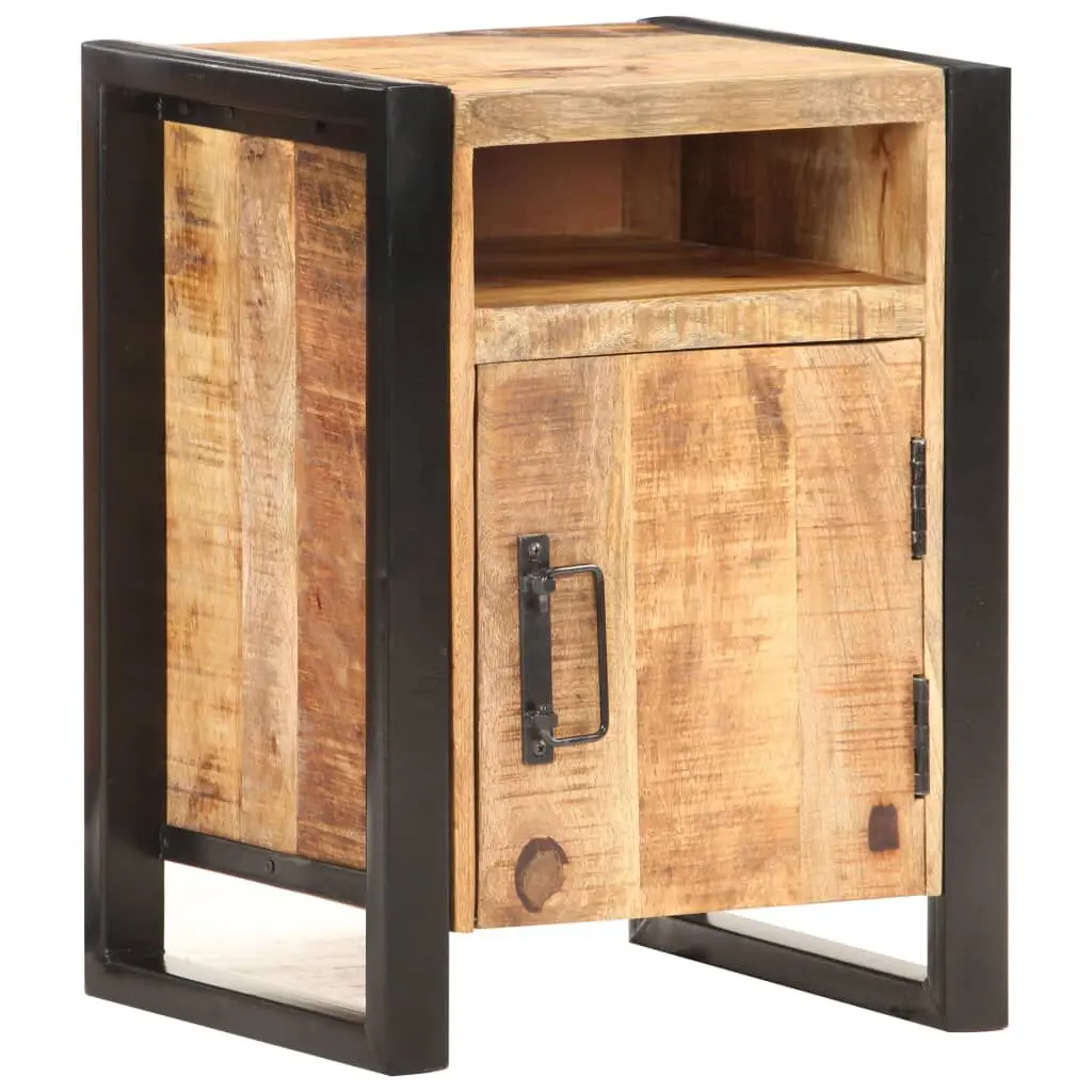 Solid Mango Wood Bedside Cabinet 15.7x13.8x21.7 Inches Bedroom