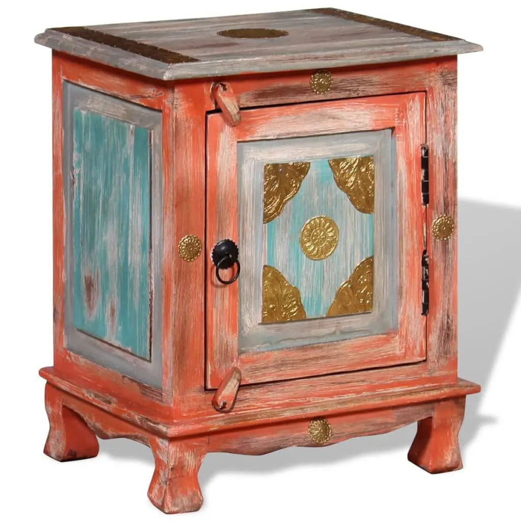 Solid Mango Wood Nightstand Orange Finish Bedroom