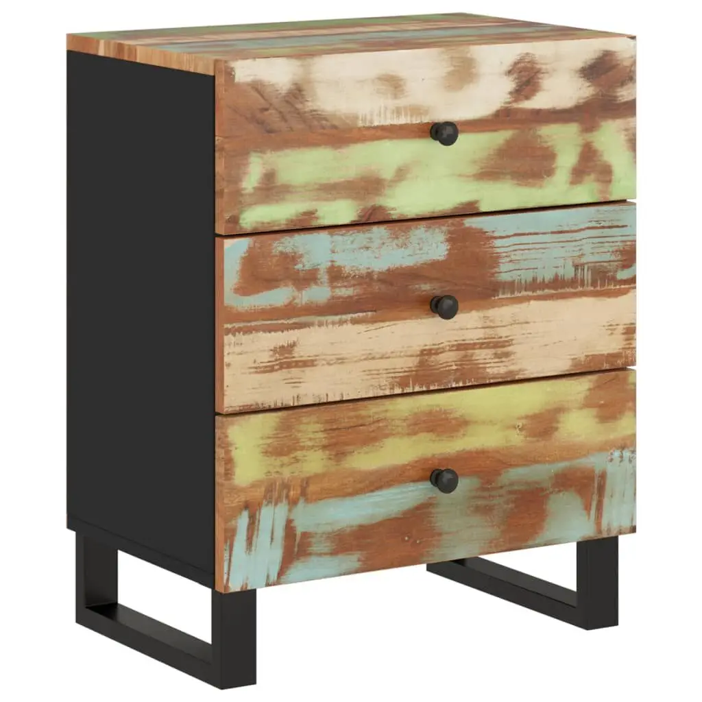 Solid Wood Bedside Cabinet 19.7x13x24.4 Inches Reclaimed Engineered Wood Nightstand