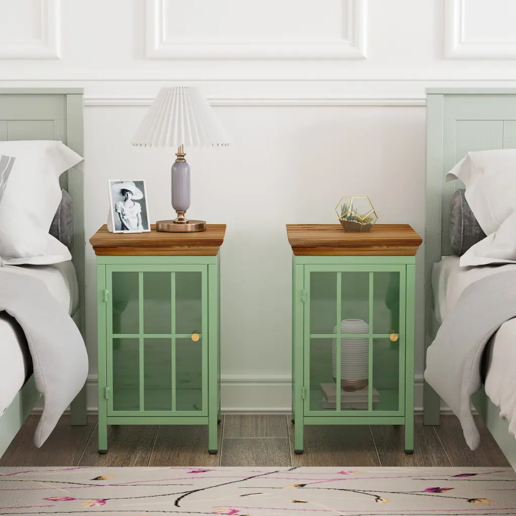Nightstand Storage Cabinet and Solid Timber Tabletop spribung