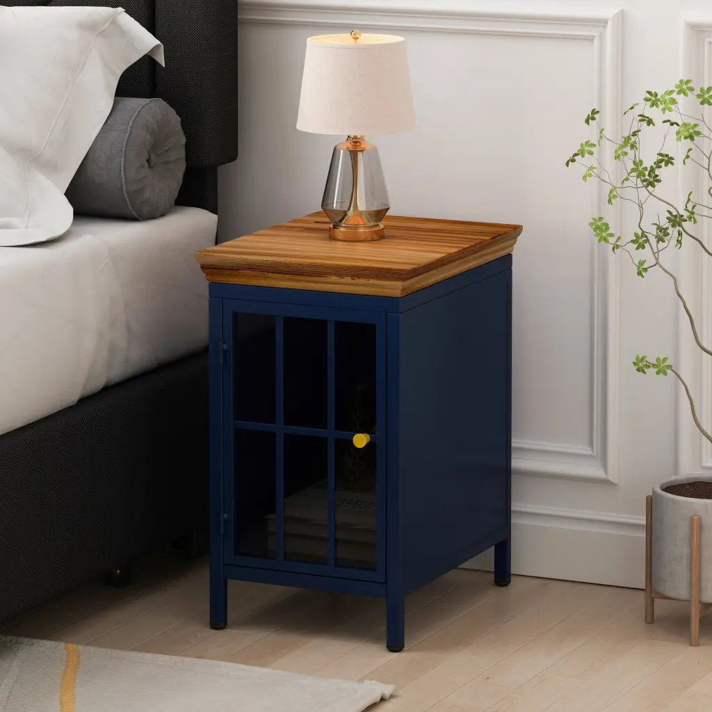 Nightstand Storage Cabinet Solid Wood E-reader Stand spribung