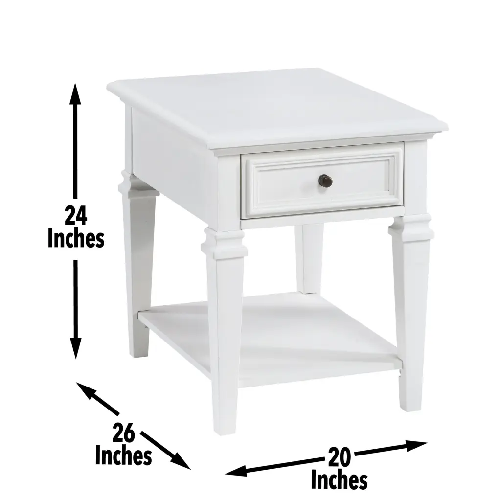Charlestown End Table White Timber Nightstand Bedroom steve silver furniture