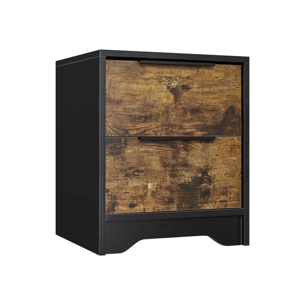 Black Wooden Nightstand Two Drawers Bedrooms sunnyfurniture