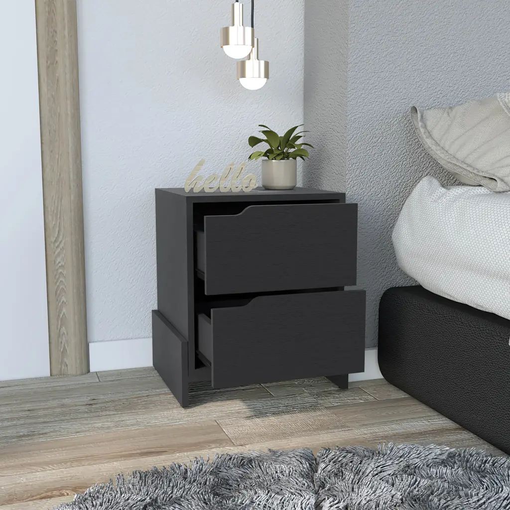 Nightstand Brookland Bedside Table Double Drawers Robust Base treevol furniture