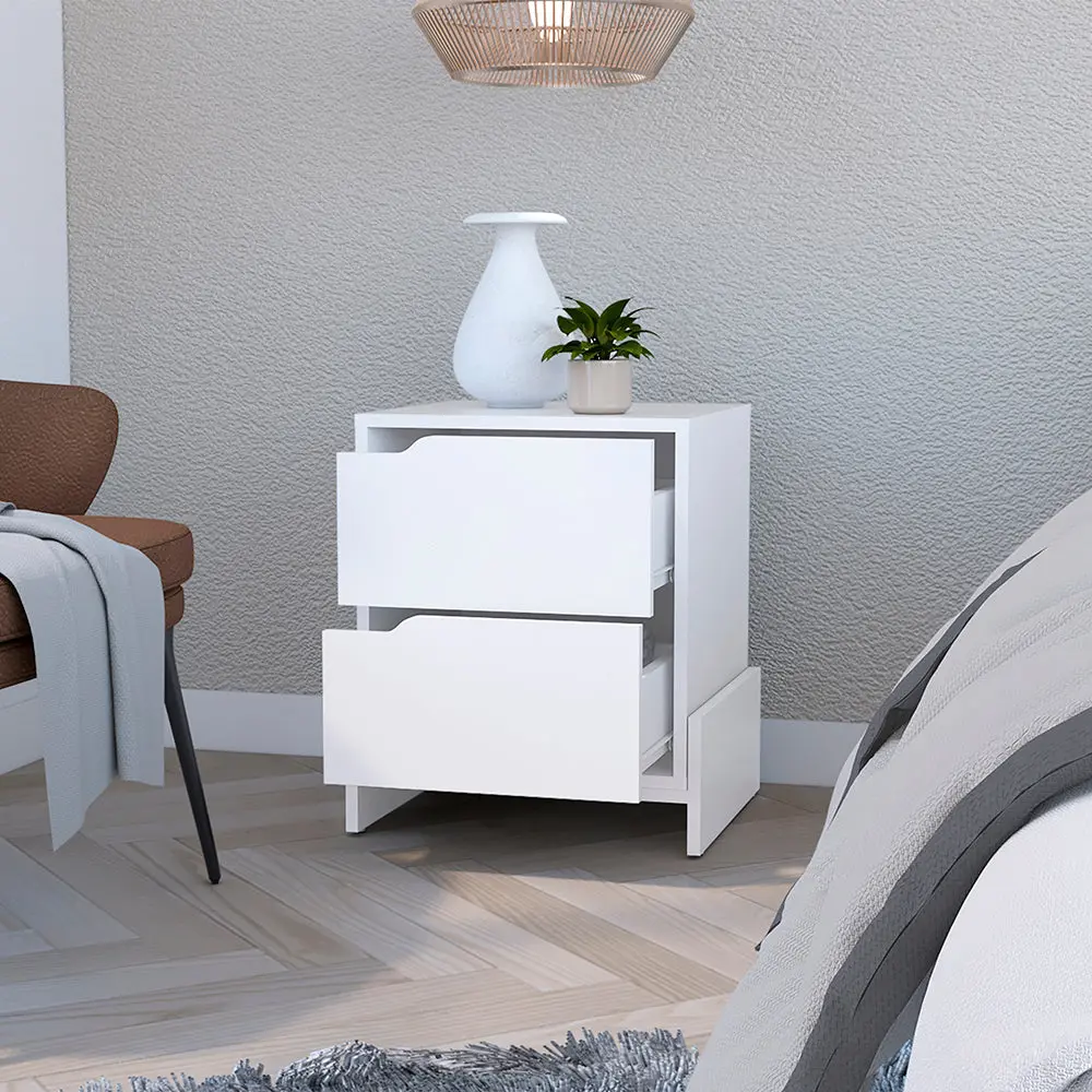 Nightstand Brookland Bedside Table Double Drawers And Sturdy Base treevol furniture