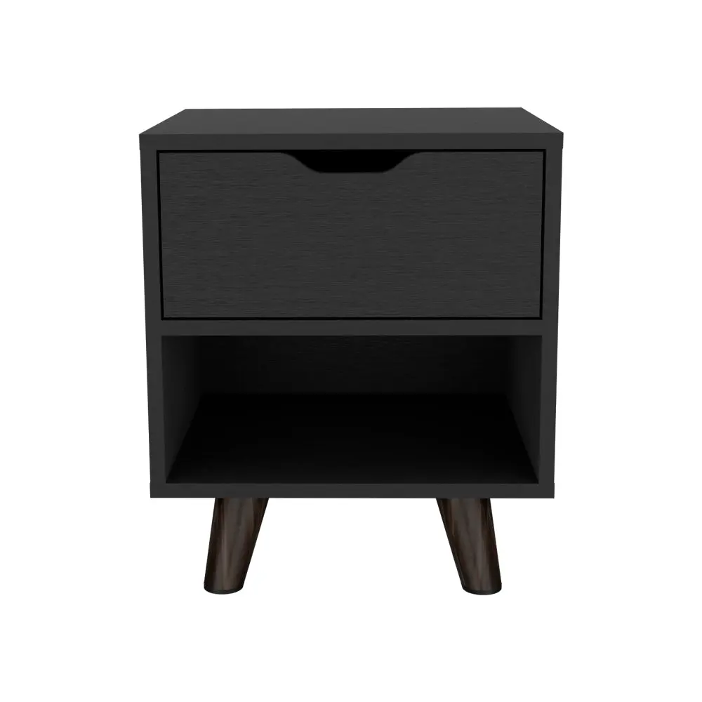 Nightstand Carleen Black Particle Board Engineered Wood treevol furniture