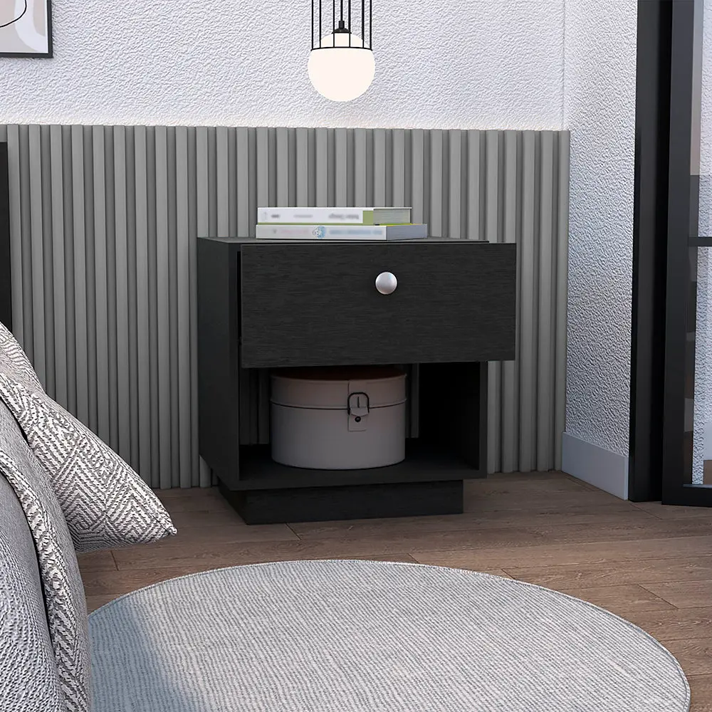 Nightstand Viliigili One Drawer Black Wengue Finish Particle Board treevol furniture