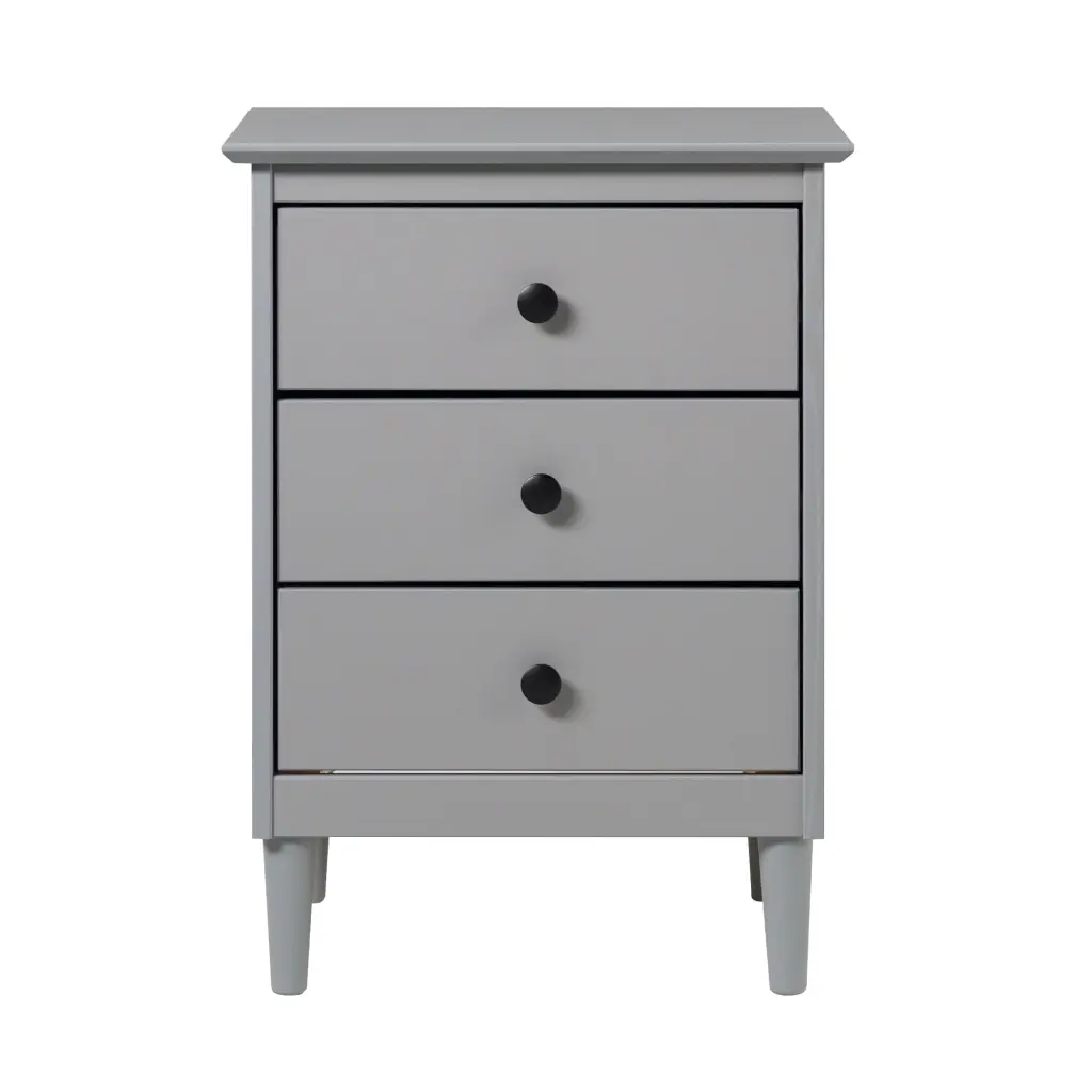 Timeless Solid Wood 3 Drawer Nightstand Grey MDF Pine walker edison