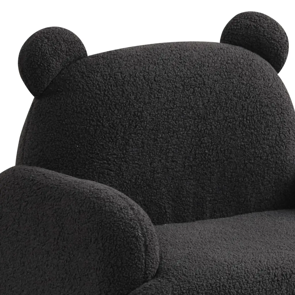 Raelynn 25.5 Inch Black Teddy Velvet Bear Shaped Kids Armchair Black Foam lilola home