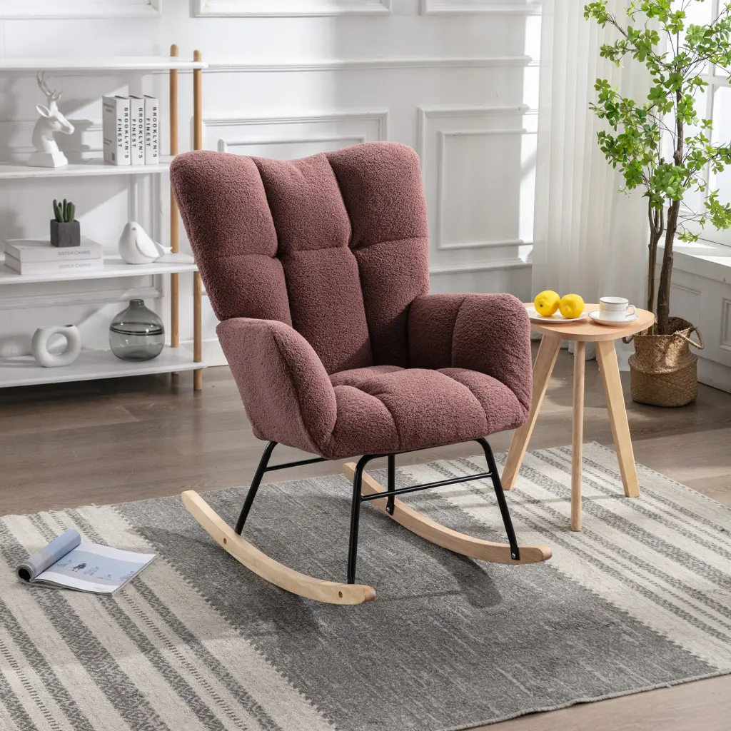 050 Teddy Material Rocking Glider Nursery Chair Living Room Indoor dg collection