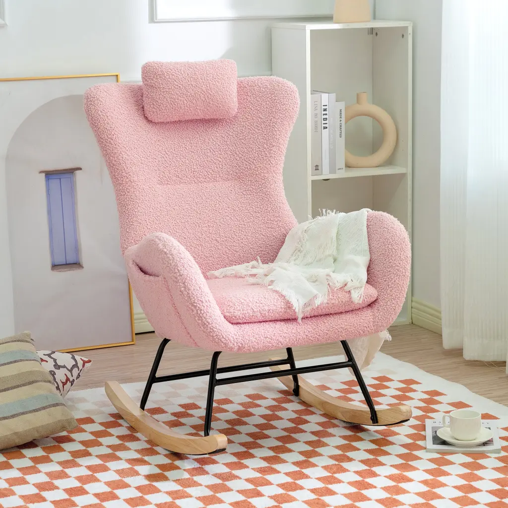 Rocking Chair Nursery Teddy Upholstered Glider Chair High Back chairone house