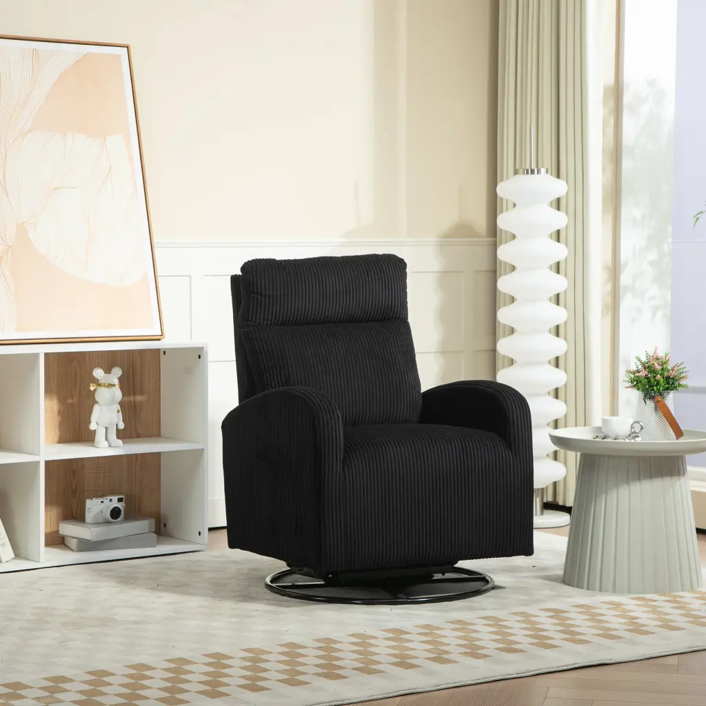 Jiada Upholstered Swivel Glider Rocking Chair Flannel Fabric Nursing jiada furniture