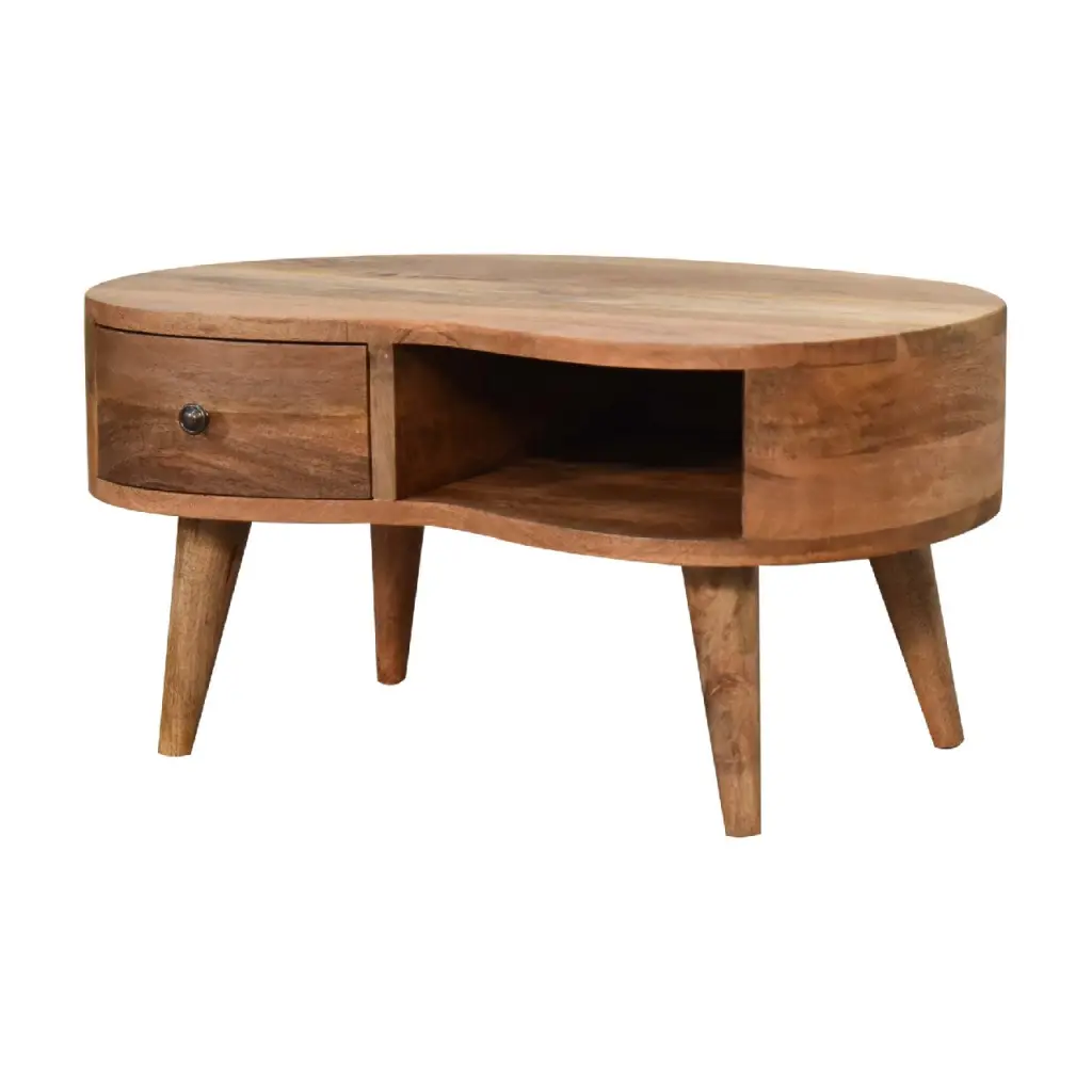 Mini Oak Wave Coffee Table Light Brown Primary Living Space artisan furniture