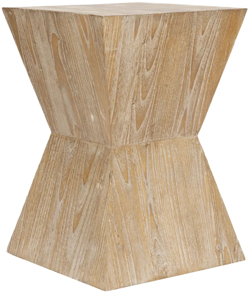 SAFAVIEH Natak Nautical Straight Curved Oak Side Table Pickled Oak