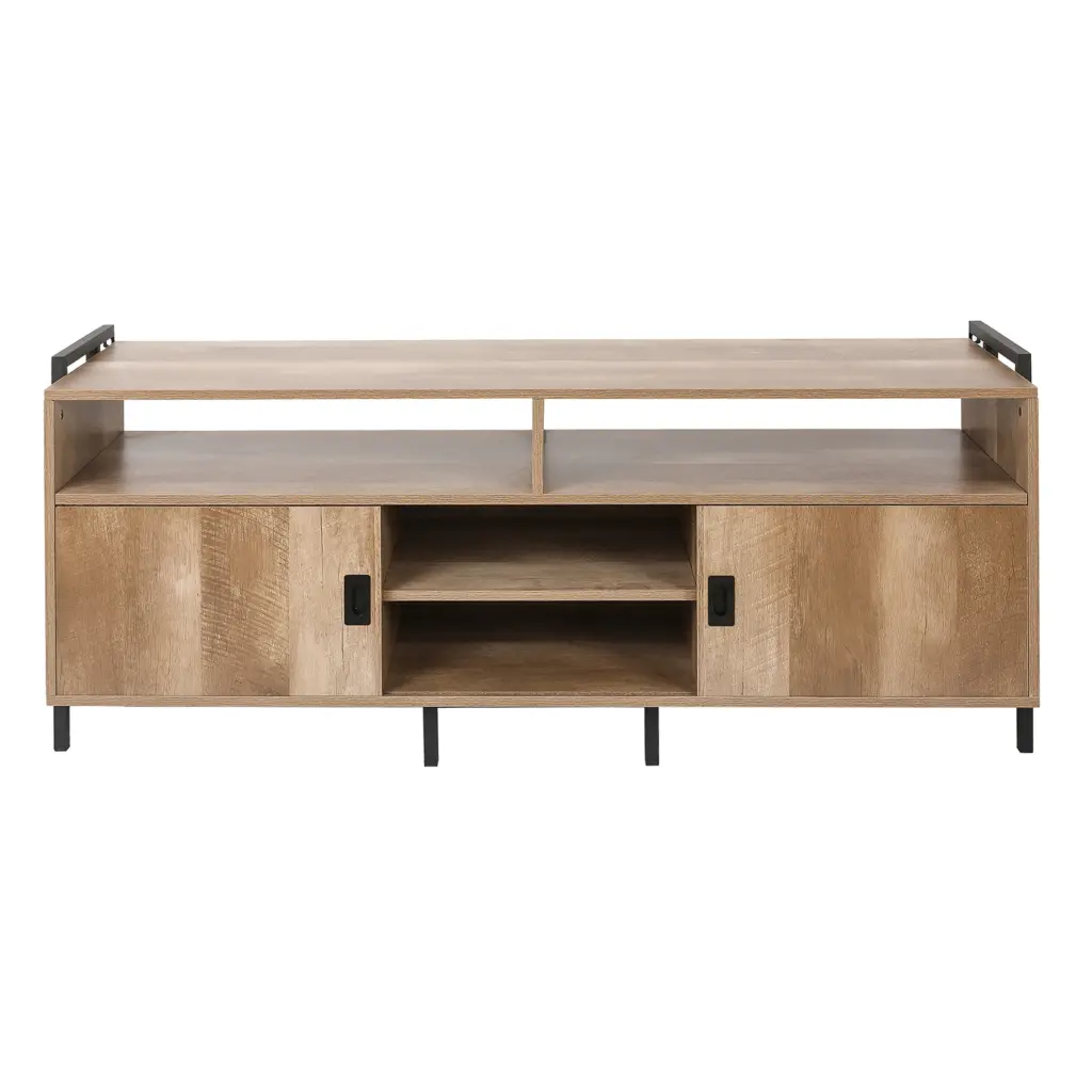 LuxenHome Light Oak Finish TV Stand TVs Up To 60 Inches
