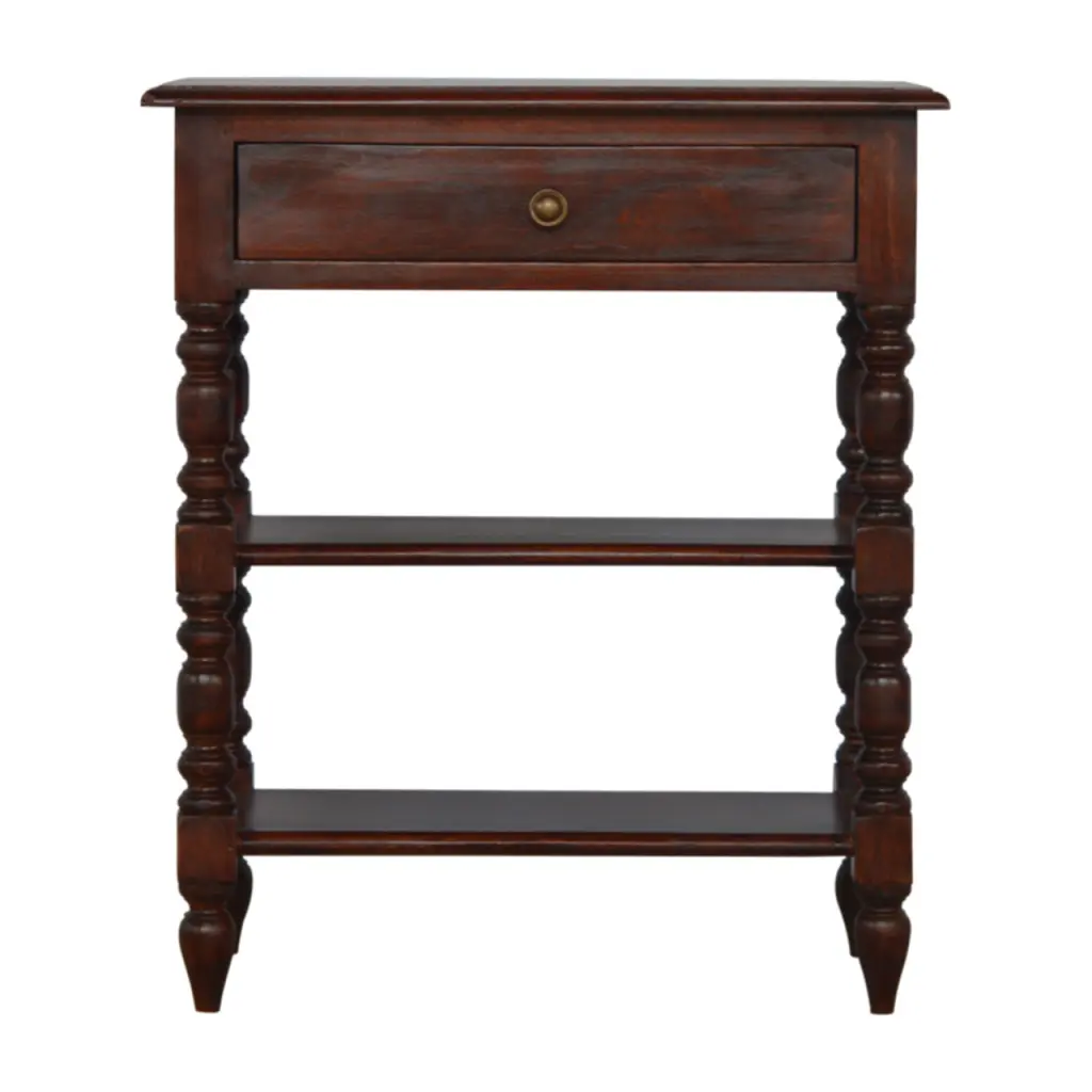Solid Timber Turned Occasional Table Brown Contemporary Freestanding Design artisan furniture
