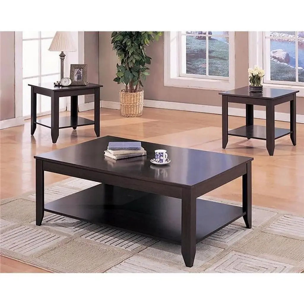 Benzara BM156359 Amazingly Designed Occasional Table Set Brown 3 Piece