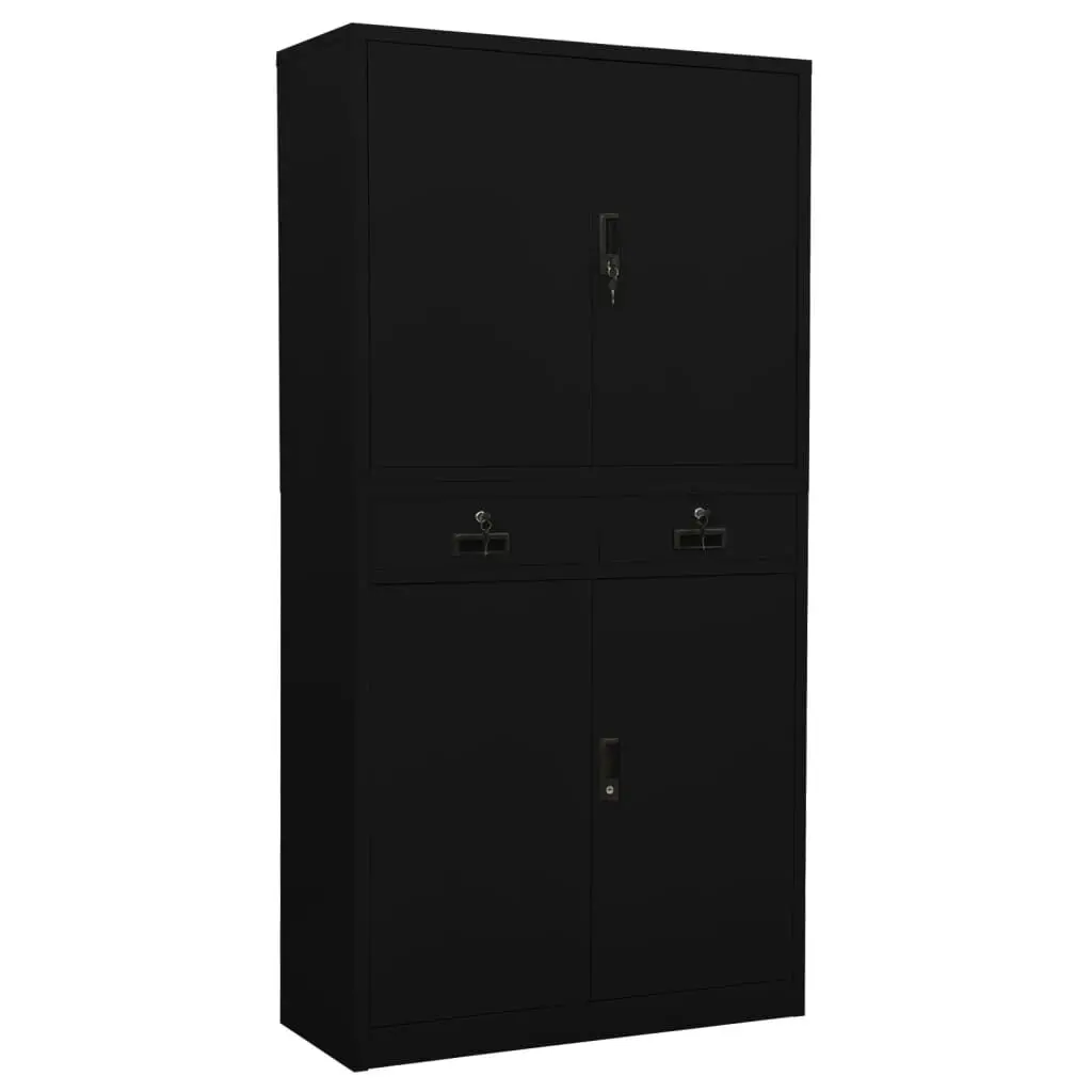 Office Cabinet Black 35.4x15.7x70.9 Inches Steel Storage Adjustable Shelves