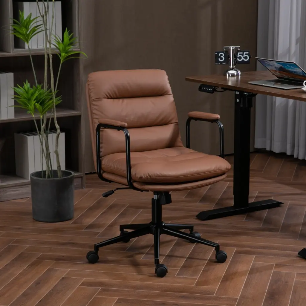 Tinquire Mid Back Home Office Desk Chair Wheels and Arms a-a furniture