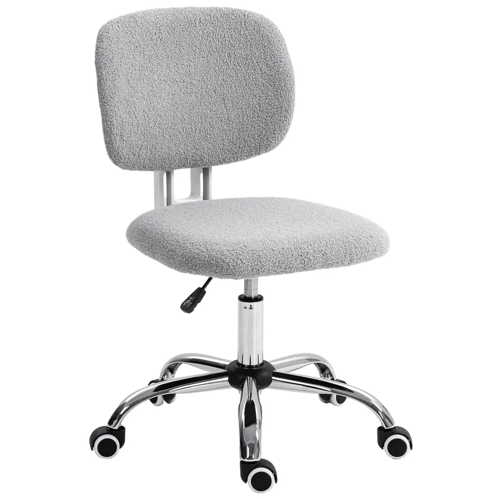 Cute Armless Office Chair Teddy Fleece Material Computer Desk Chair aosom business