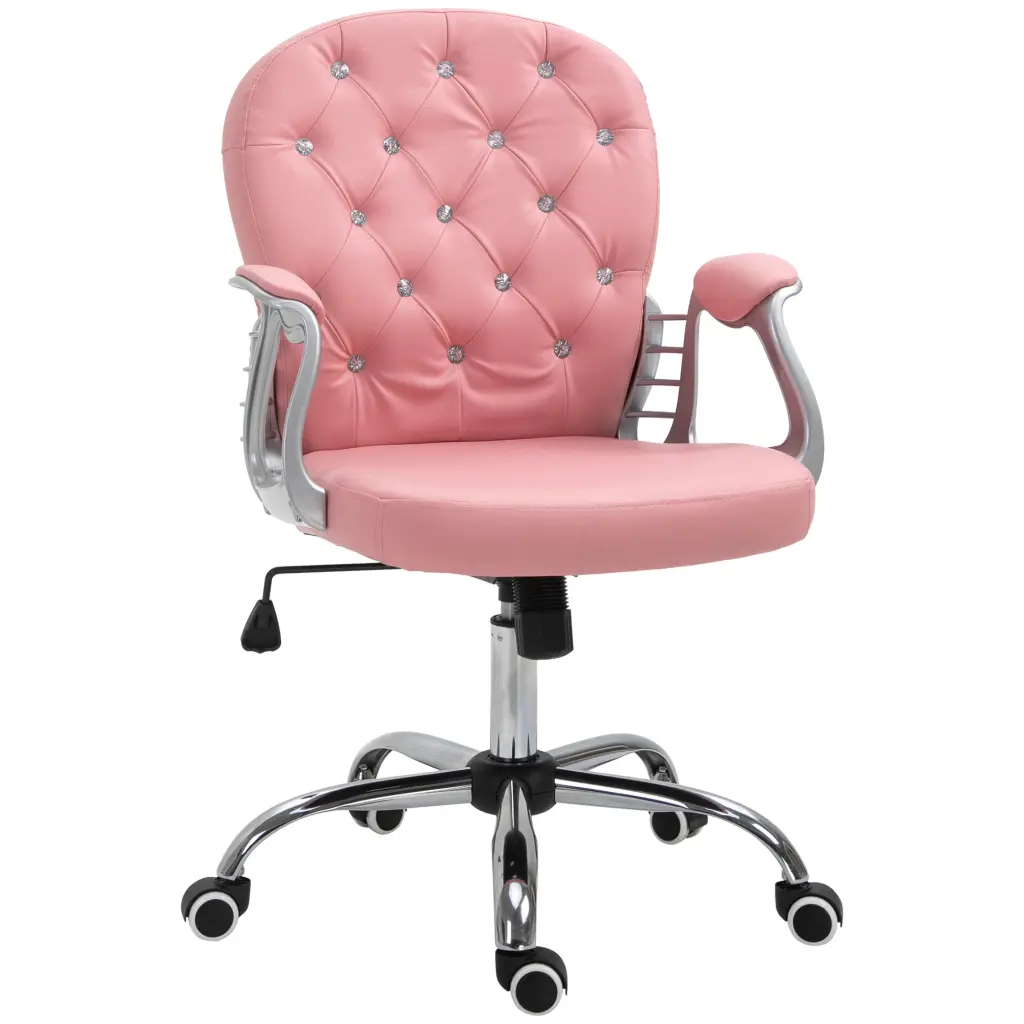 PU Leather Home Office Chair Button Tufted Desk Chair Padded Arms aosom business