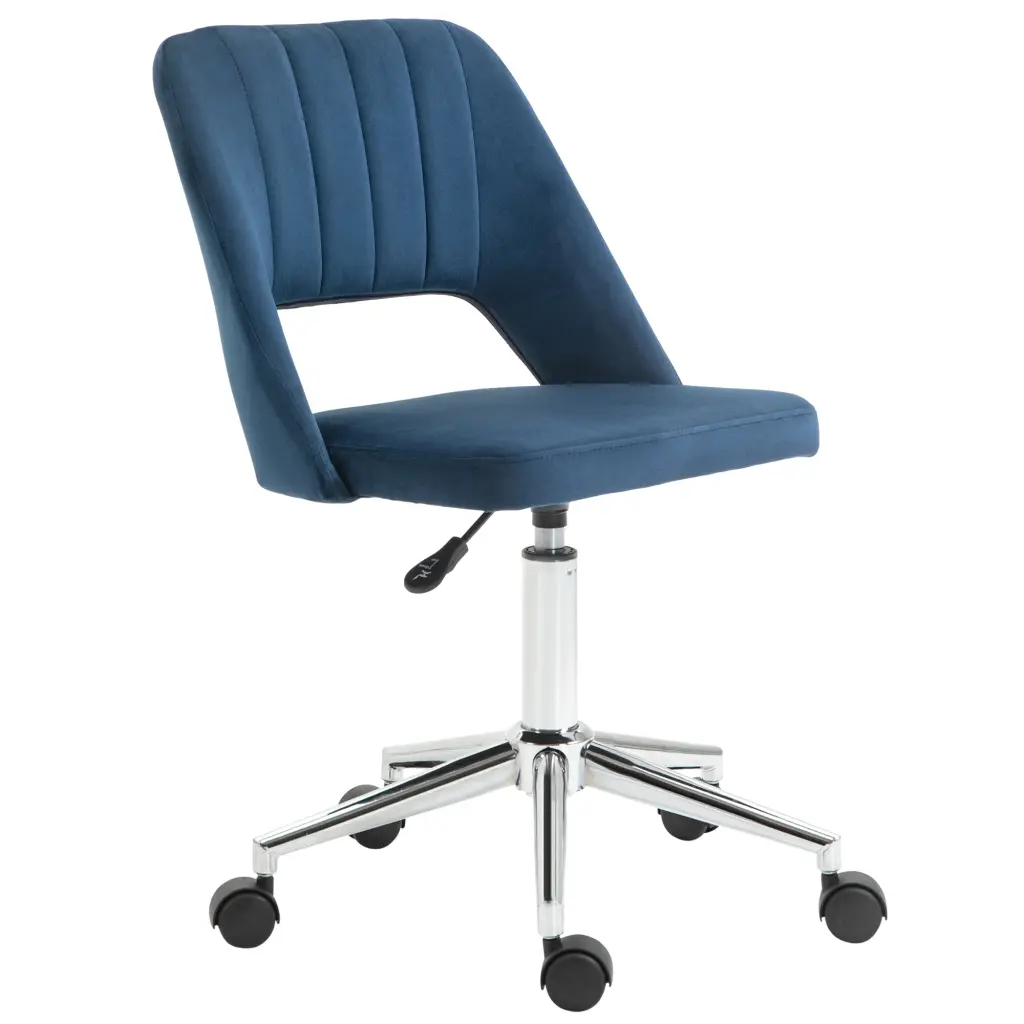 Modern Mid Back Office Chair Velvet Swivel Computer Chair Armrests aosom business