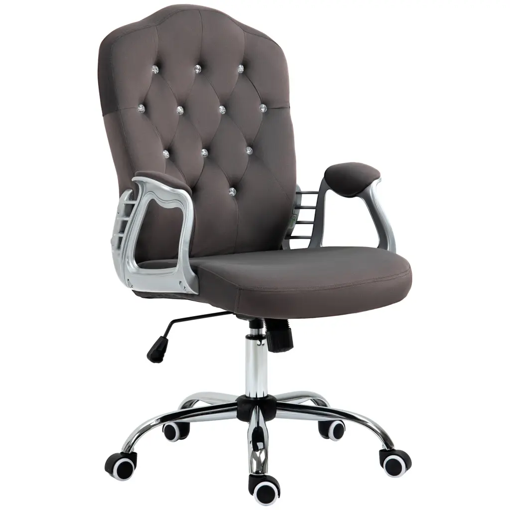 Vinsetto Home Office Chair Velvet Computer Chair Button Tufted Desk Chair Ergonomic Support aosom business