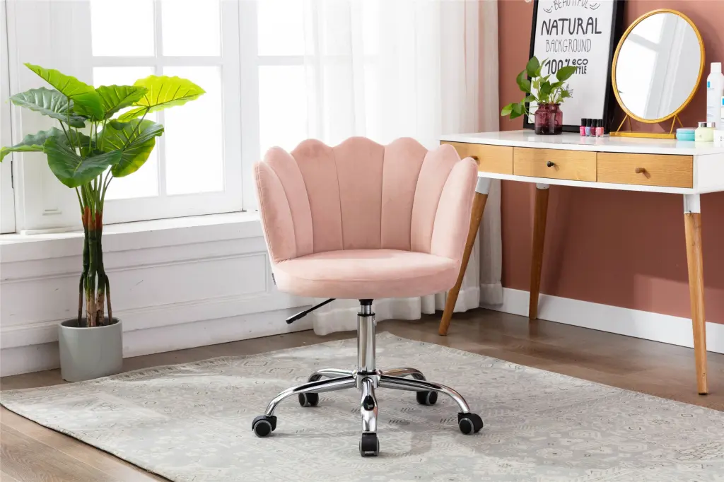 Coolmore Velvet Home Office Chair Silver Base Modern Ergonomic Shell Chair coolmore w-395