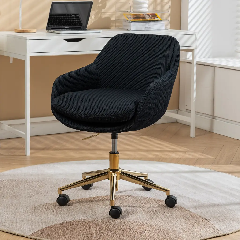Mesh Fabric Home Office 360 Swivel Chair Adjustable Height Gold Base dg collection