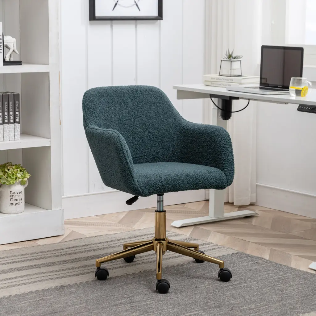 Modern Teddy Fabric Adjustable Height 360 Revolving Home Office Chair Ergonomic Desk Chair dg collection