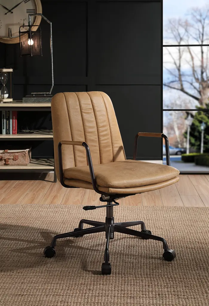 Rum Stationery Chair Swivel Solid Brown Ergonomic Office Chair furniture max