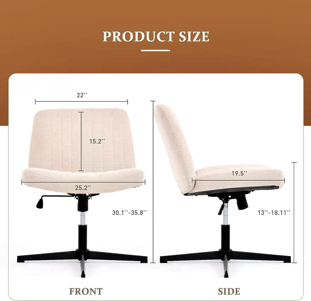 Cross Legged Office Chair Wide Comfortable Desk Chair Material Vanity Home Office gardenia home furnishings