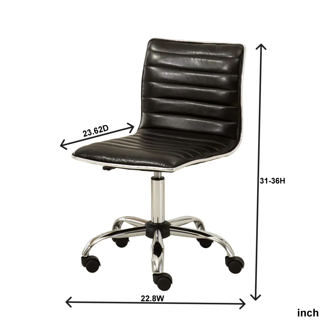 Fremo Chromel Customizable Air Lift Stationery Chair Black Faux Leather Ergonomic Office Chair hz