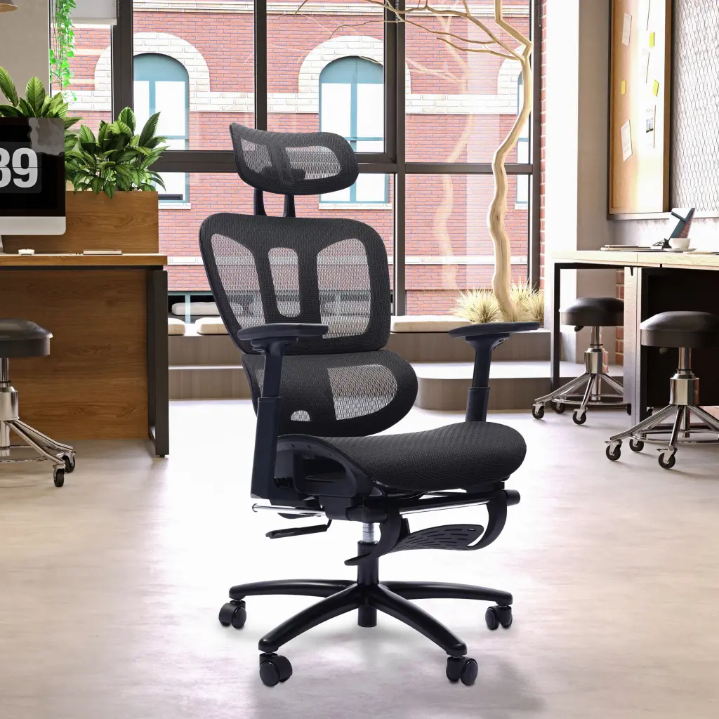 Adjustable Ergonomic Black Mesh Office Chair Headrest And Footrest kanepe